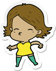 sticker of a cartoon woman pointing
