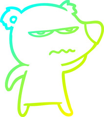 cold gradient line drawing angry bear cartoon