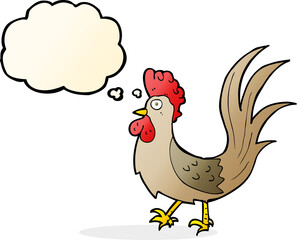 cartoon cockerel with thought bubble