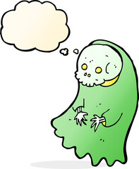 cartoon spooky ghoul with thought bubble