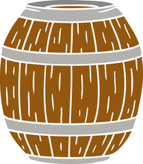 cartoon doodle of a wooden barrel