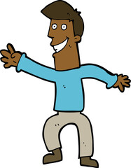 cartoon happy man dancing