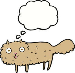 cartoon furry cat with thought bubble