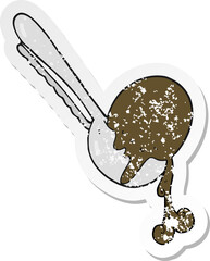retro distressed sticker of a cartoon scoop of ice cream
