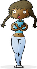 cartoon offended woman covering herself