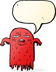 cartoon spooky ghost with speech bubble