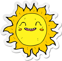 sticker of a cartoon happy sun