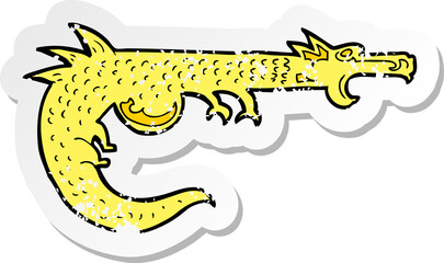 retro distressed sticker of a cartoon medieval dragon