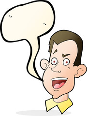 cartoon male face with speech bubble