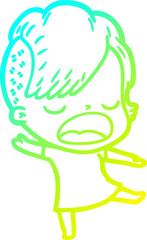 cold gradient line drawing cartoon cool hipster girl talking