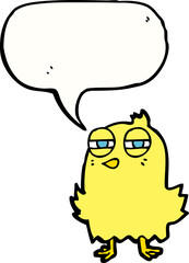 funny cartoon bird with speech bubble