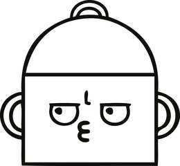 line drawing cartoon cooking pot