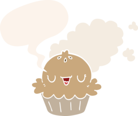 cute cartoon pie and speech bubble in retro style