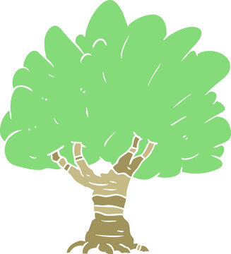 flat color style cartoon tree