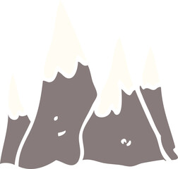 cartoon doodle tall mountains