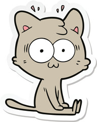 sticker of a cartoon surprised cat