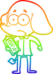 rainbow gradient line drawing cartoon unsure elephant