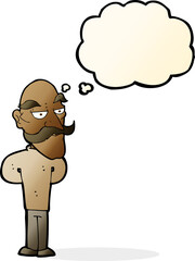 cartoon old man with mustache with thought bubble
