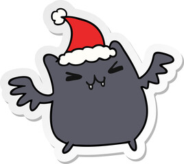 christmas sticker cartoon of kawaii bat