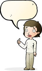 cartoon woman giving thumbs up symbol with speech bubble