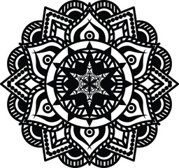 Mandala Coloring book Page design. Simple Mandala coloring design for beginners, seniors and children. Mehndi flower pattern for Henna drawing and tattoo. Decorative ornament in ethnic oriental style.