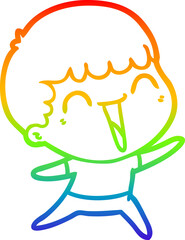 rainbow gradient line drawing cartoon happy man laughing