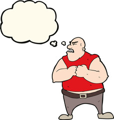 cartoon violent man with thought bubble