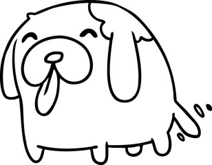 line drawing kawaii of a cute dog