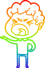rainbow gradient line drawing cartoon furious man
