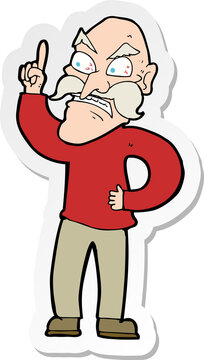 Sticker Of A Cartoon Old Man Laying Down Rules