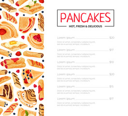 Baked Crepe or Pancake Food Menu Banner Design Vector Template