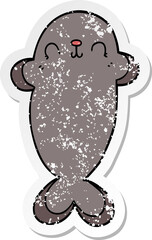 distressed sticker of a cartoon seal