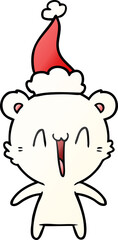 happy polar bear gradient cartoon of a wearing santa hat