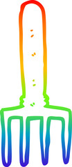 rainbow gradient line drawing cartoon fork