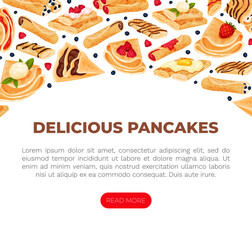 Sweet Crepe or Pancake Food Banner Design Vector Template