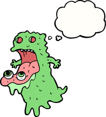 cartoon gross ghost with thought bubble