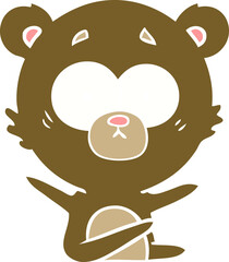 surprised bear flat color style cartoon