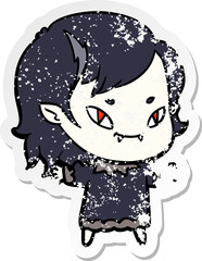 distressed sticker of a cartoon friendly vampire girl