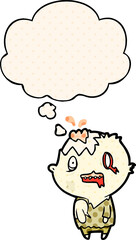 cartoon zombie and thought bubble in comic book style