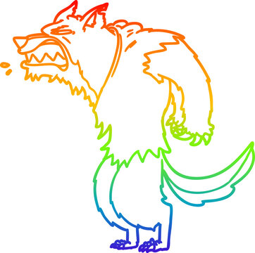 recommend clip art: rainbow gradient line drawing angry werewolf cartoon