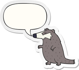 cartoon badger and speech bubble sticker