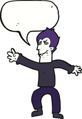 cartoon vampire man with speech bubble