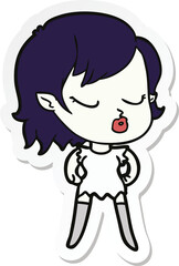 sticker of a cute cartoon vampire girl