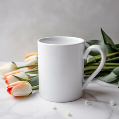 White Coffee Cup Mockup, Professional Coffee Mug with natural items in the background