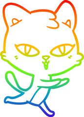 rainbow gradient line drawing cartoon cat