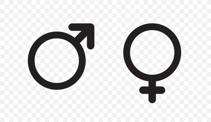 Vector of gender symbols on the transparent background