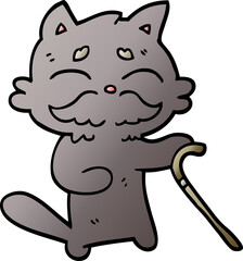 vector gradient illustration cartoon old cat