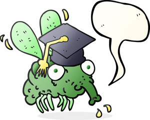 speech bubble cartoon fly graduate