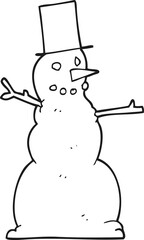black and white cartoon snowman