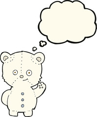 cartoon polar bear cub with thought bubble